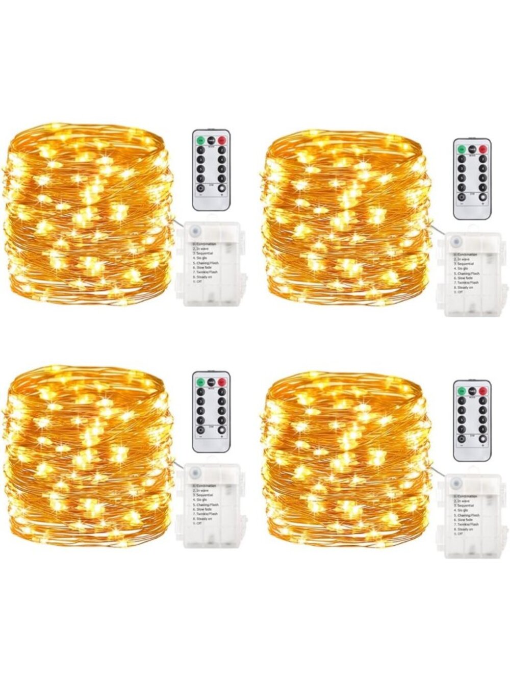 GDEALER 4 Pack 16.4 Feet 50 Led Fairy Lights Battery Operated with Remote